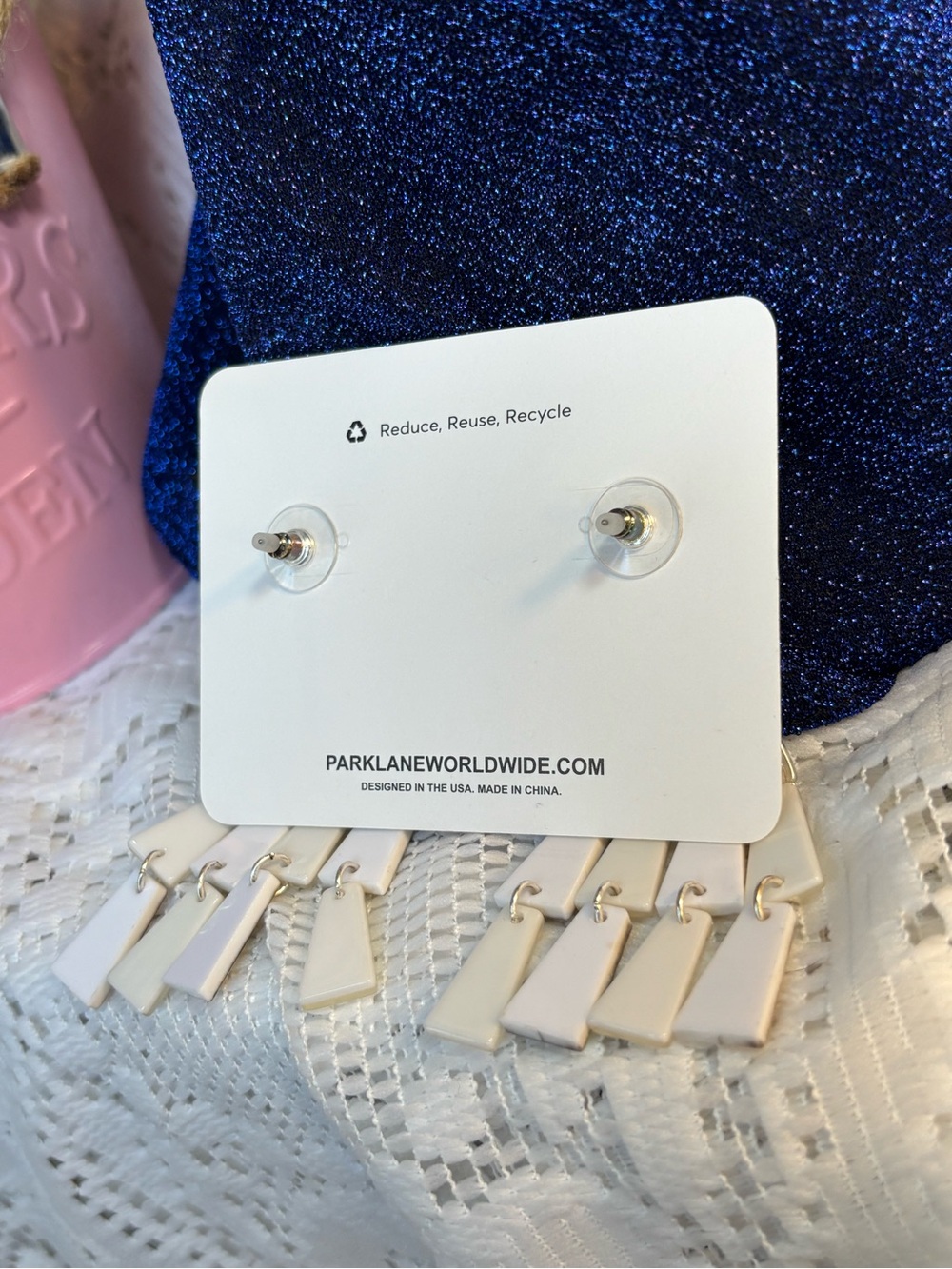 Park Lane Rio Abalone & Mother-of-Pearl Fringe Drop Earrings - Silver Tone - Picture 8 of 8